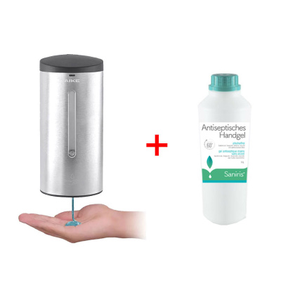 Automatischer Desinfektionsmittelspender 700ml Edelstahl Berührungslos mit Sensor + 1l Handgel Desinfektion