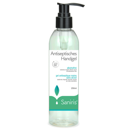 Saniris Antiseptisches Handgel & Fläche hautfreundliches Desinfektionsmittel 250ml Spenderpumpe (alkoholfrei)